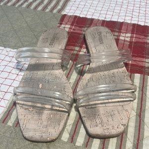 Clear cork sandals